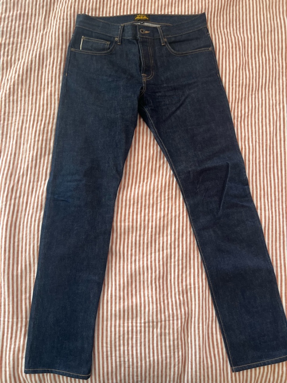 Men's Brave Star Dark Blue Slim Straight Jeans